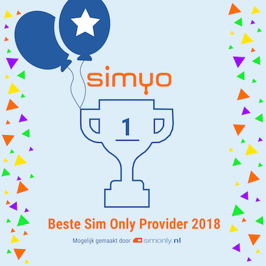 Simyo wint Beste Sim Provider 2018 -
